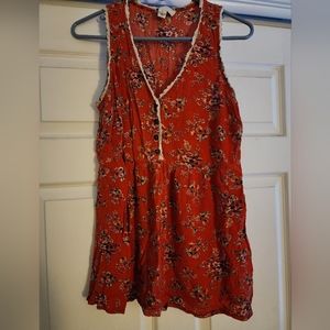 Forever 21+ red floral sleeveless top, size XL
